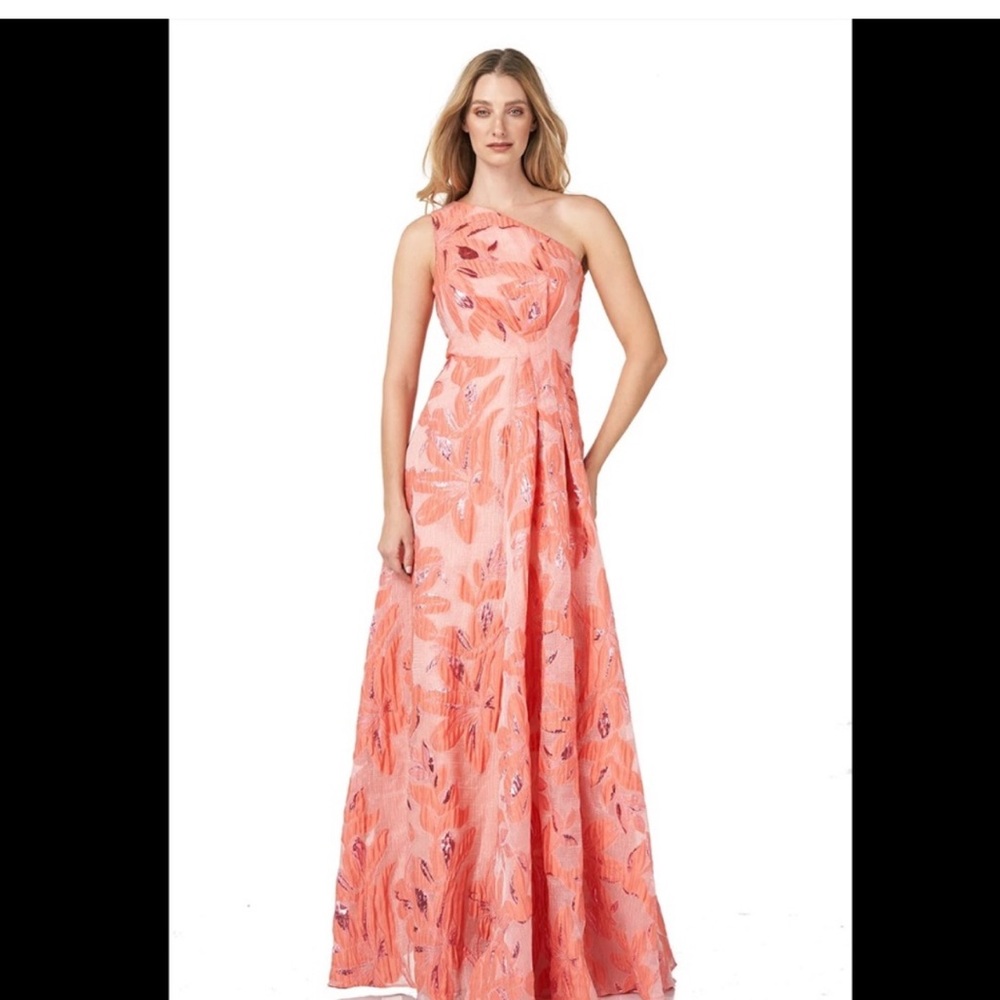 Coral one shoulder gown